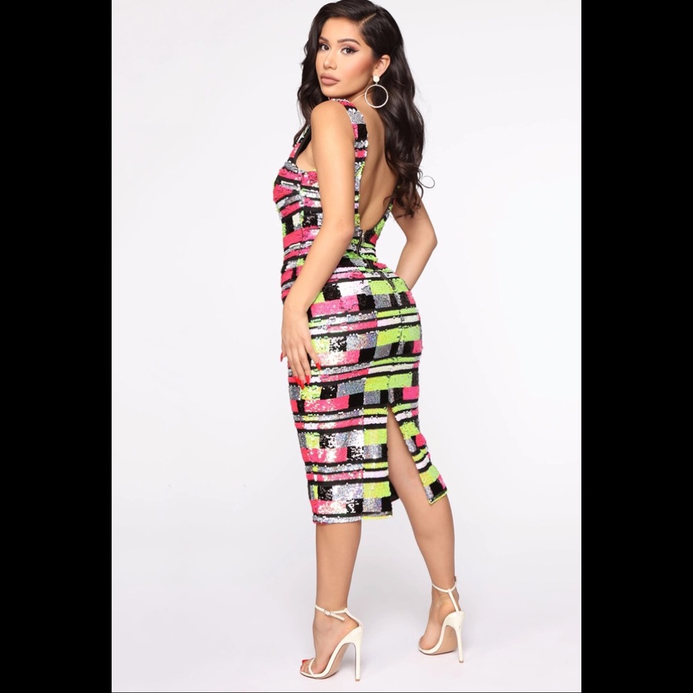 Light Up The Room Sequin Midi Dress  Multi Color